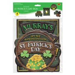 St Patrick's Day Sign Cutouts (4 Per Package) -Bulk Party Supplies Shop 33248 i3