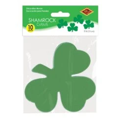 St. Patrick's Day Packaged Printed Shamrock Cutouts (10 Per Package) -Bulk Party Supplies Shop 33840 i3