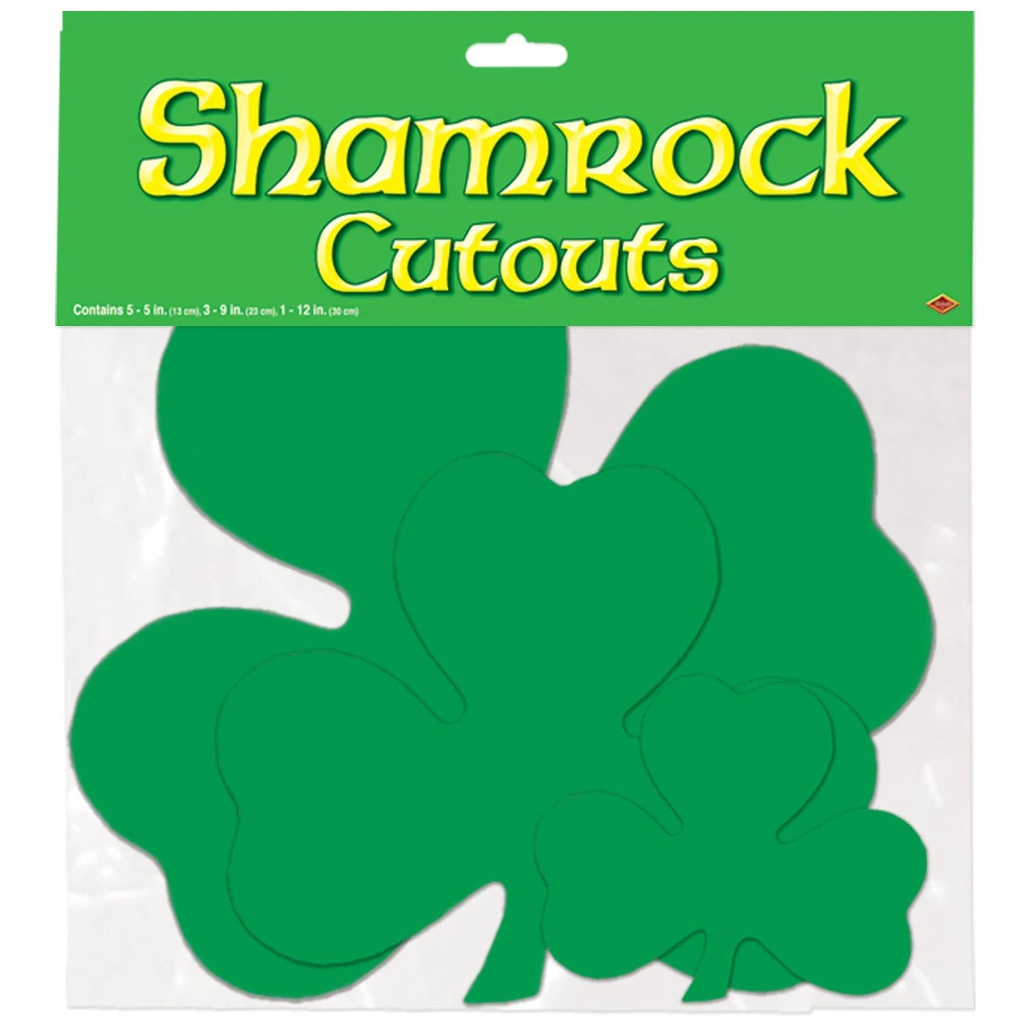 St. Patrick's Day Packaged Printed Shamrock Cutouts (9 Per Package) 1 St. Patrick's Day Packaged Printed Shamrock Cutouts (9 Per Package)
