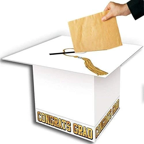 Grad Cap Graduation Party Card Box - White 2 Grad Cap Graduation Party Card Box - White - Image 2
