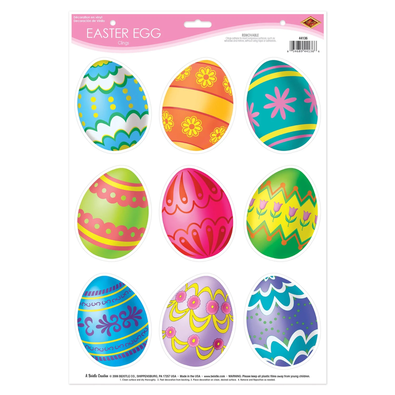 Easter Egg Clings (9 Per Package) 2 Easter Egg Clings (9 Per Package) - Image 2