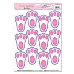 Easter Bunny Paw Prints Peel 'N Place Clings (12 Per Package)