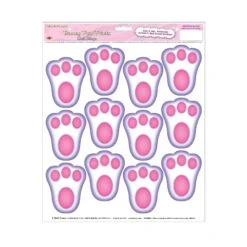 Easter Bunny Paw Prints Peel 'N Place Clings (12 Per Package) -Bulk Party Supplies Shop 44139 i3