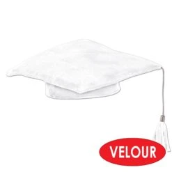 Plush Graduate Graduation Party Cap- White -Bulk Party Supplies Shop 50004 W i4 1