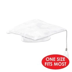 Plush Graduate Graduation Party Cap- White -Bulk Party Supplies Shop 50004 W i5