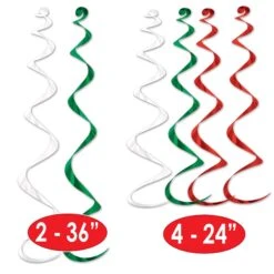 Day Of The Dead Twirly Whirlys Assorted Red - White - Green (6 Per Package) -Bulk Party Supplies Shop 50065 RWG i5