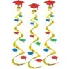 Grad Cap Graduation Party Whirls Multi-color (3 Per Package) 11 Grad Cap Graduation Party Whirls Multi-color (3 Per Package) -Bulk Party Supplies Shop 50067 MC