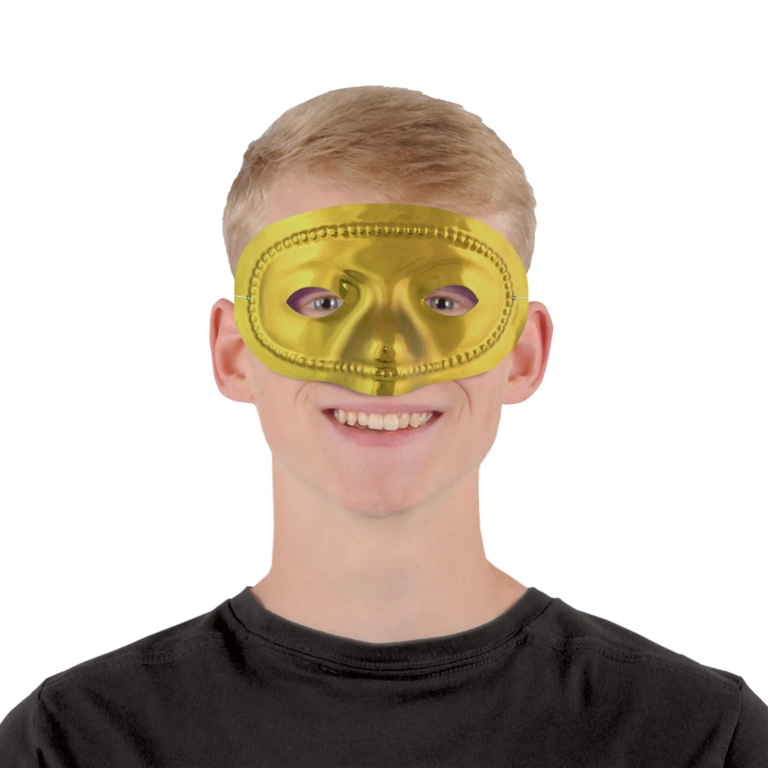 Mardi Gras Metallic Half Mask - Gold 2 Mardi Gras Metallic Half Mask - Gold - Image 2