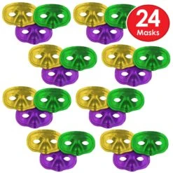 Mardi Gras Metallic Half Masks -Bulk Party Supplies Shop 50144 GGP i7 1