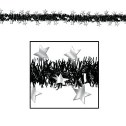 Metallic Star Party Garland - Black & Silver