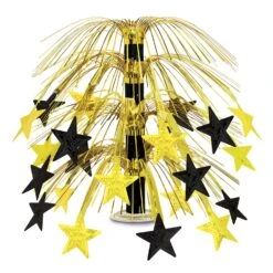 Star Cascade Party Centerpiece - Black & Gold
