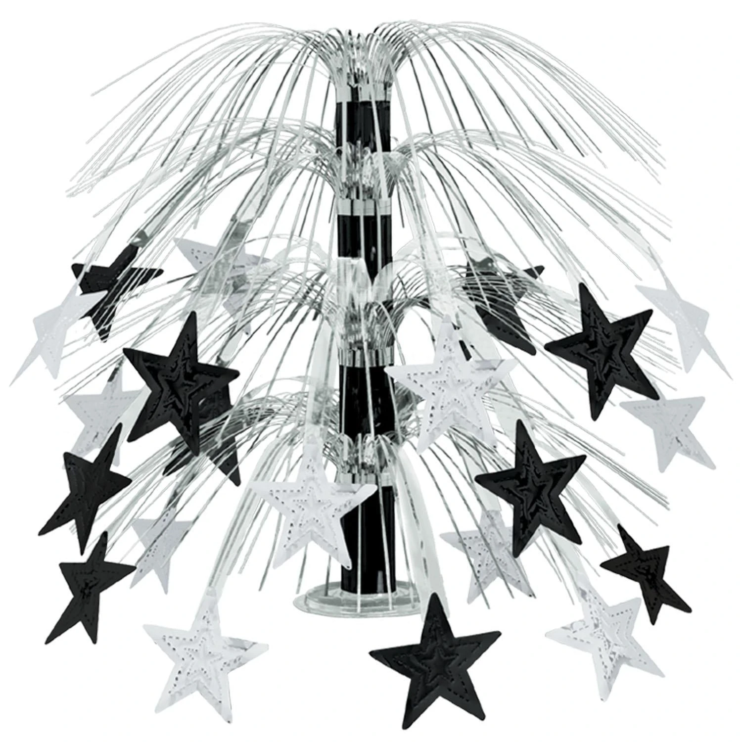 Star Cascade Party Centerpiece - Black & Silver 1 Star Cascade Party Centerpiece - Black & Silver