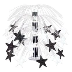 New Year's Eve Star Cascade Centerpiece - Black & White