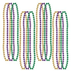 Mardi Gras Small Round Bead Necklaces (12 Per Package)