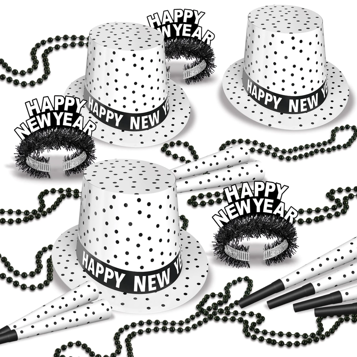 Party Bead Necklaces - Small Round Black (12 Per Package) 2 Party Bead Necklaces - Small Round Black (12 Per Package) - Image 2