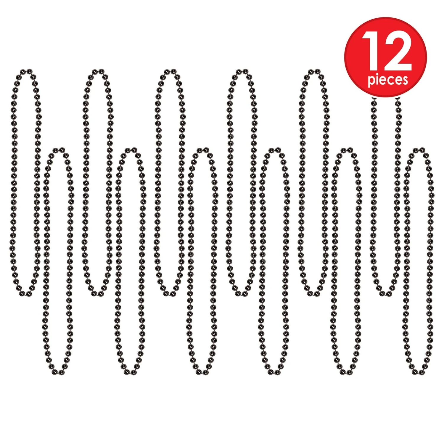 Party Bead Necklaces - Small Round Black (12 Per Package) 4 Party Bead Necklaces - Small Round Black (12 Per Package) - Image 4
