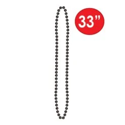 Party Bead Necklaces - Small Round Black (12 Per Package) 9 Party Bead Necklaces - Small Round Black (12 Per Package) -Bulk Party Supplies Shop 50570 BK i5