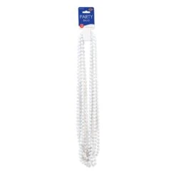 Party Bead Necklaces - Small Round White (12 Per Package) -Bulk Party Supplies Shop 50570 W i3