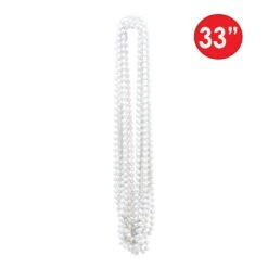 Party Bead Necklaces - Small Round White (12 Per Package) -Bulk Party Supplies Shop 50570 W i5