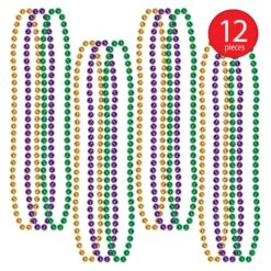 Mardi Gras Small Round Bead Necklaces (12 Per Package) -Bulk Party Supplies Shop 50570 i4