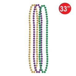 Mardi Gras Small Round Bead Necklaces (12 Per Package) -Bulk Party Supplies Shop 50570 i5