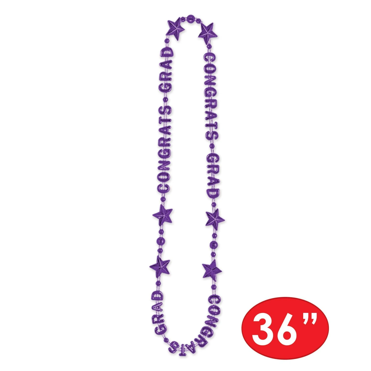 Congrats Grad Graduation Party Bead Necklaces - Purple 3 Congrats Grad Graduation Party Bead Necklaces - Purple - Image 3