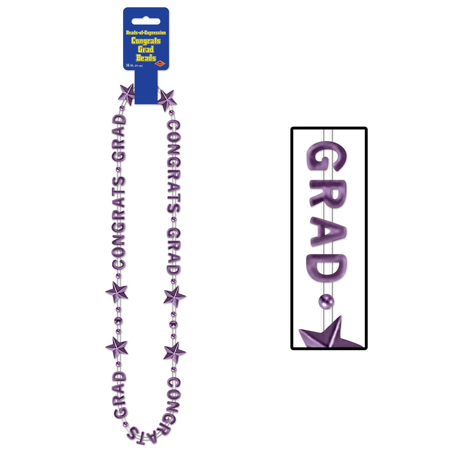 Congrats Grad Graduation Party Bead Necklaces - Purple 1 Congrats Grad Graduation Party Bead Necklaces - Purple