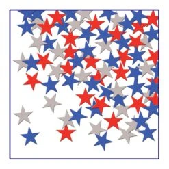 Confetti Stars Party Decor Red - Silver - Blue (1 Oz Per Package)
