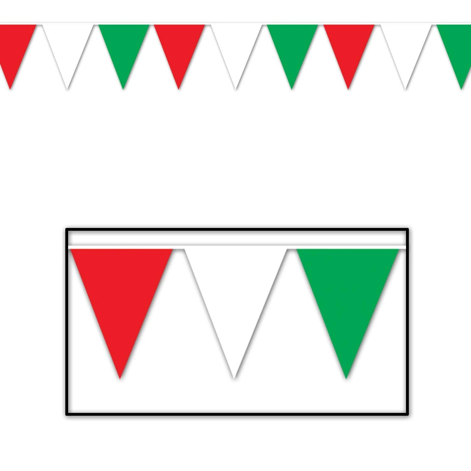 120 Ft. Red - White & Green Party Pennant Banner 1 120 Ft. Red - White & Green Party Pennant Banner