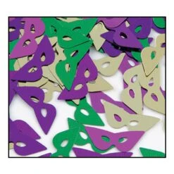 Confetti Mardi Gras Masks Assorted Gold - Green - Purple (1 Oz Per Package)