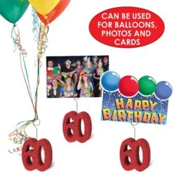 Glittered 60th Birthday Party Photo/Balloon Holder -Bulk Party Supplies Shop 50751 60 i4