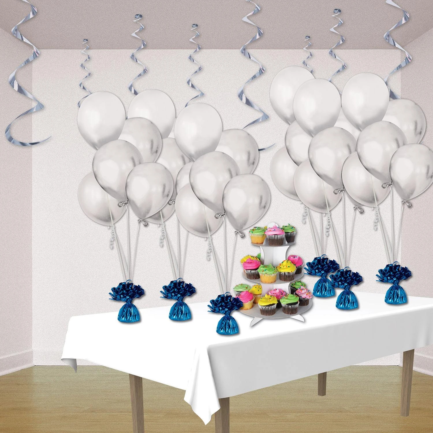 Metallic Wrapped Party Balloon Weight - Blue 2 Metallic Wrapped Party Balloon Weight - Blue - Image 2