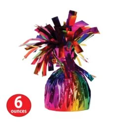 Rainbow Metallic Wrapped Balloon Weight (Case Of 12) 9 Rainbow Metallic Wrapped Balloon Weight (Case Of 12) -Bulk Party Supplies Shop 50804 RB i5 metallic wrapped balloon weight