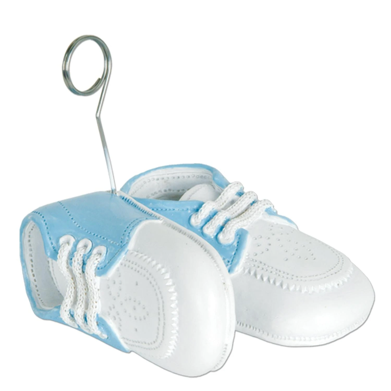 Baby Shoes Photo/Balloon Holder - White With Lt Blue Upper 1 Baby Shoes Photo/Balloon Holder - White With Lt Blue Upper