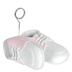 Baby Shoes Photo/Balloon Holder - White With Pink Upper