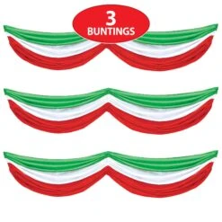 Fiesta Red, White & Green Fabric Bunting -Bulk Party Supplies Shop 50948 RWG i7 1