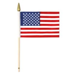 American Flag - Fabric - With 10.5 Spear-tipped Wooden Stick