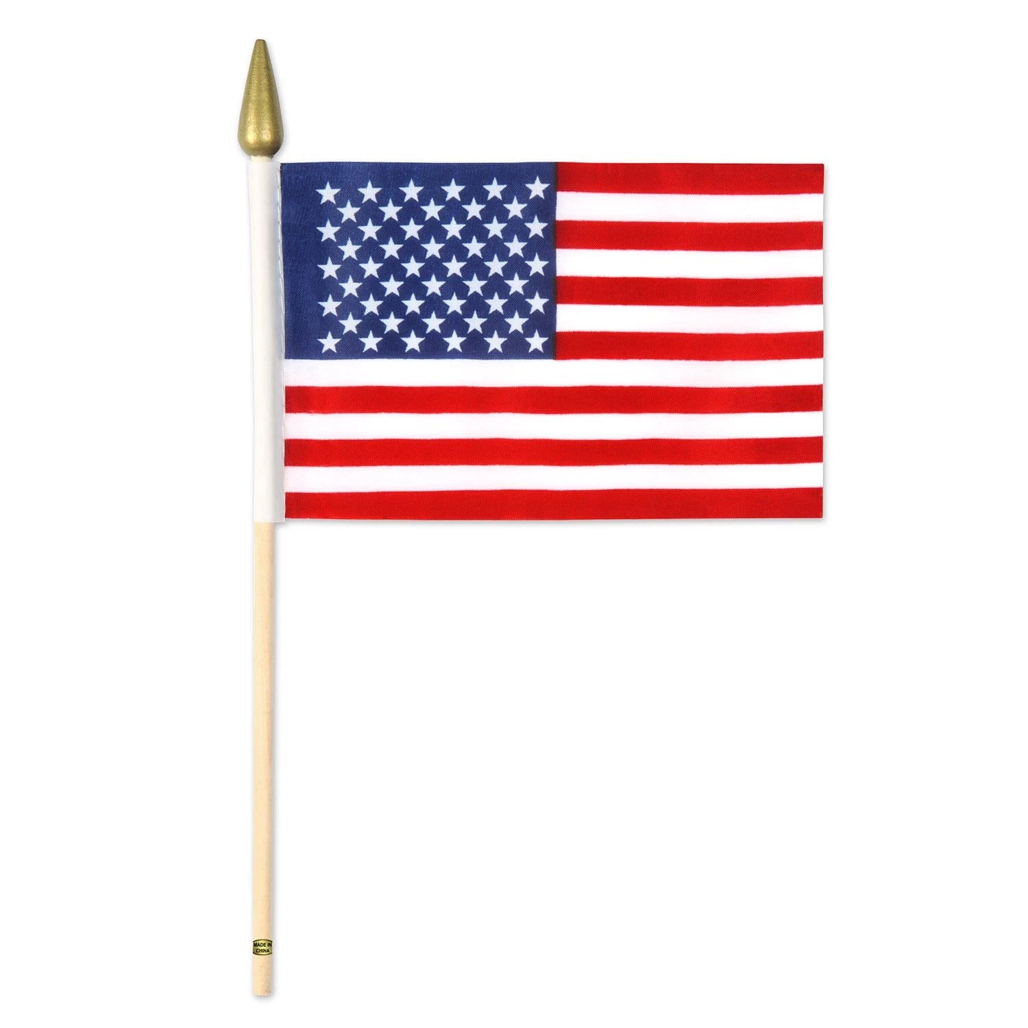 American Flag - Fabric - With 10.5 Spear-tipped Wooden Stick 1 American Flag - Fabric - With 10.5 Spear-tipped Wooden Stick