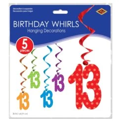 13th Birthday Party Whirls (5 Per Package) 7 13th Birthday Party Whirls (5 Per Package) -Bulk Party Supplies Shop 52138 13 I3