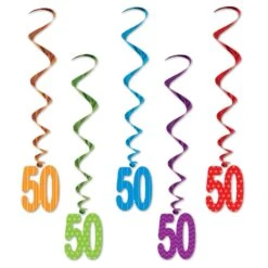 50th Birthday Party Whirls - Multicolor With Design (5 Per Package)
