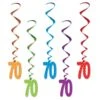70th Birthday Party Whirls - Assorted Colors With Design (5 Per Package) -Bulk Party Supplies Shop 52138 70