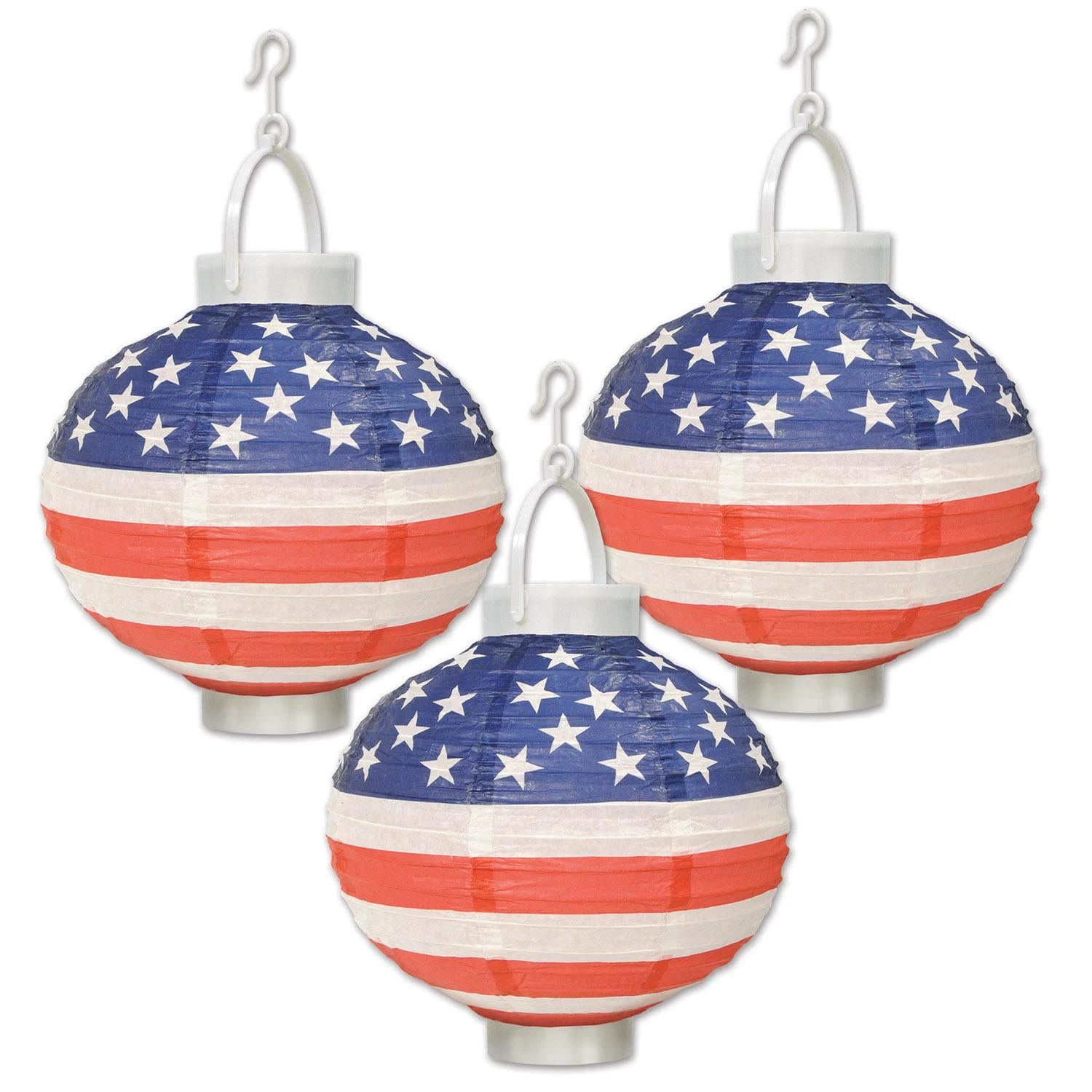 Light-Up Patriotic Party Paper Lanterns (3 Per Package) 1 Light-Up Patriotic Party Paper Lanterns (3 Per Package)