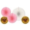 Paper & Foil Decorative Fans - Assorted Gold & Pink (5 Per Package)
