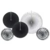 New Year's Eve Paper & Foil Decorative Fans - Assorted Black & Silver (5 Per Package) -Bulk Party Supplies Shop 53320