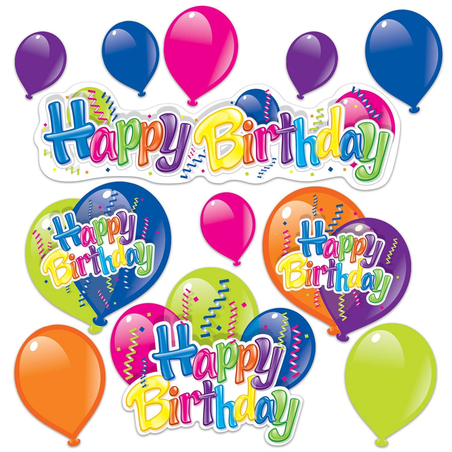 Happy Birthday Party Cutouts (12 Per Package) 1 Happy Birthday Party Cutouts (12 Per Package)