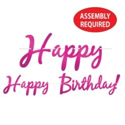 Foil Happy Birthday Party Streamer Cerise -Bulk Party Supplies Shop 53385 C i4