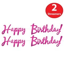 Foil Happy Birthday Party Streamer Cerise -Bulk Party Supplies Shop 53385 C i7 1