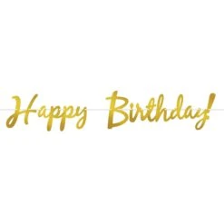 Foil Happy Birthday Party Streamer - Gold
