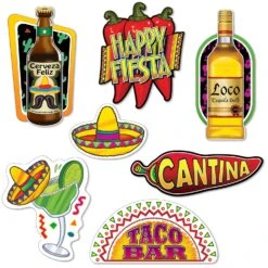 Fiesta Cutouts - Prtd 2 Sides With Different Colors (7 Per Package)