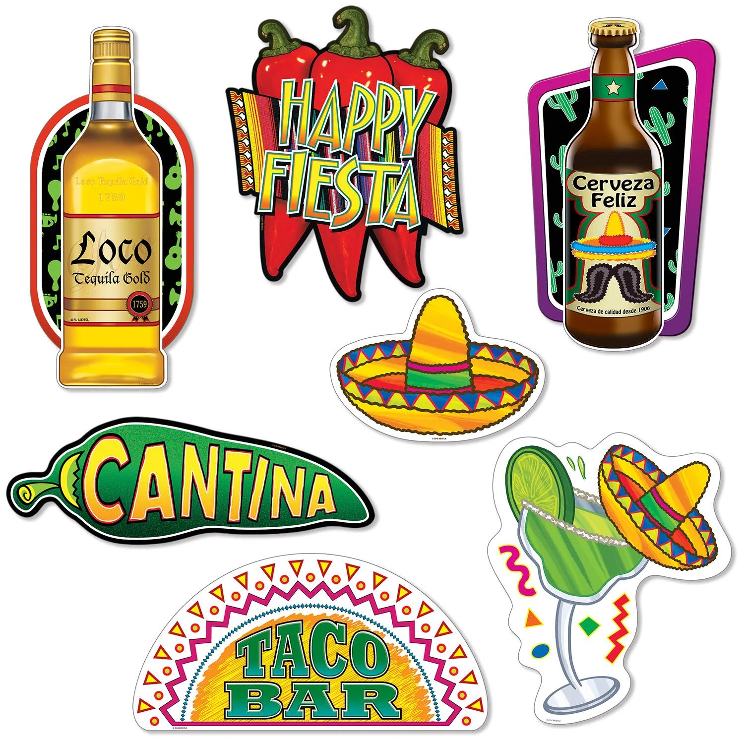 Fiesta Cutouts - Prtd 2 Sides With Different Colors (7 Per Package) 2 Fiesta Cutouts - Prtd 2 Sides With Different Colors (7 Per Package) - Image 2